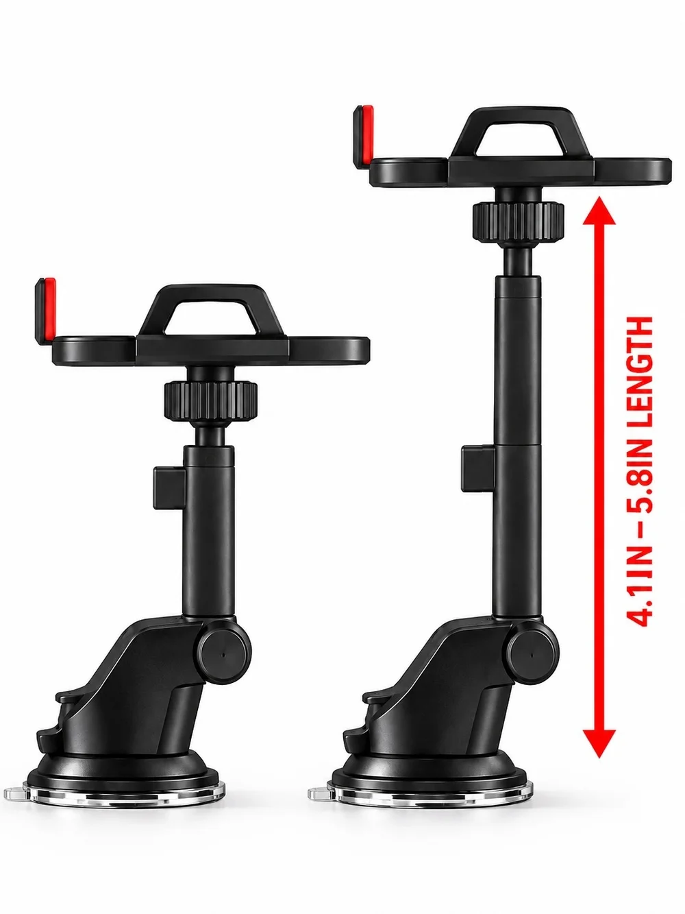 Universal Black & Red Dashboard/Windshield Phone Mount - Secure Grip